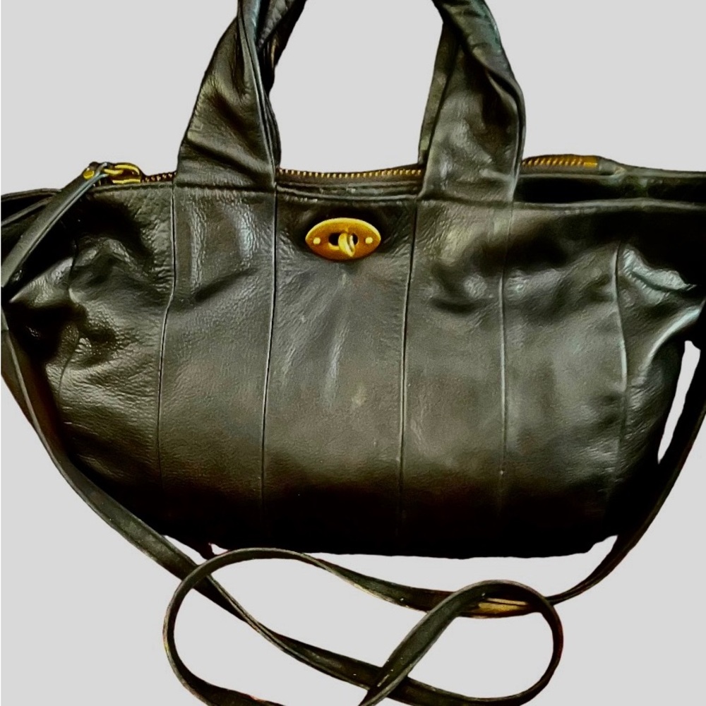 J. Crew Midnight Black butter soft all Leather Premium Hobo handbag Sachel purse